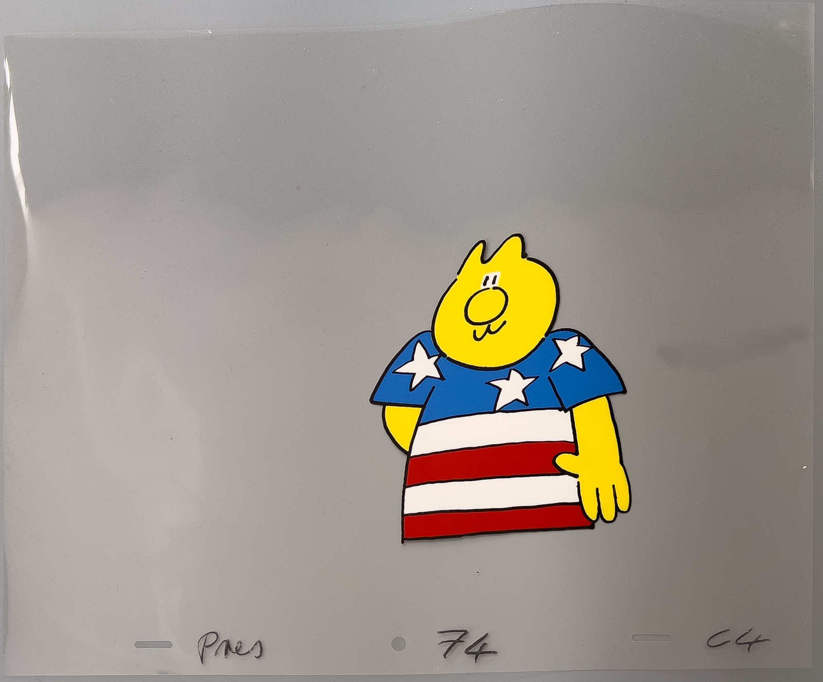 Henry's Cat wearing USA T-shirt - Original Animation Cel Pres 74 C4